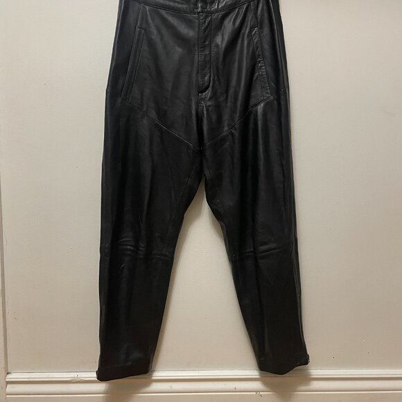 Free People (Neon Blonde) ‘Nadia’ High-Rise Genuine Lamb Leather Pants Size 28 - Picture 2 of 13